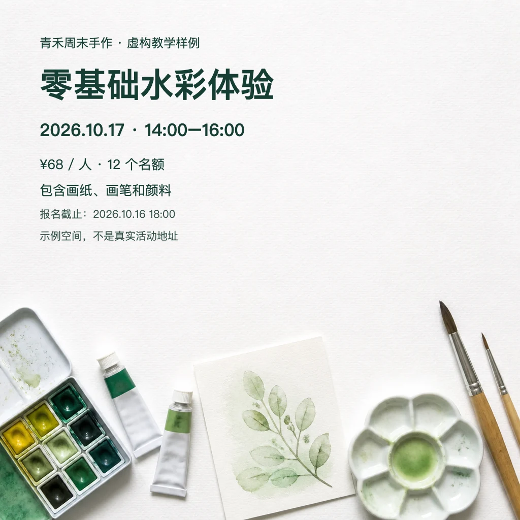水彩活动背景与准确日期金额排版后的海报
