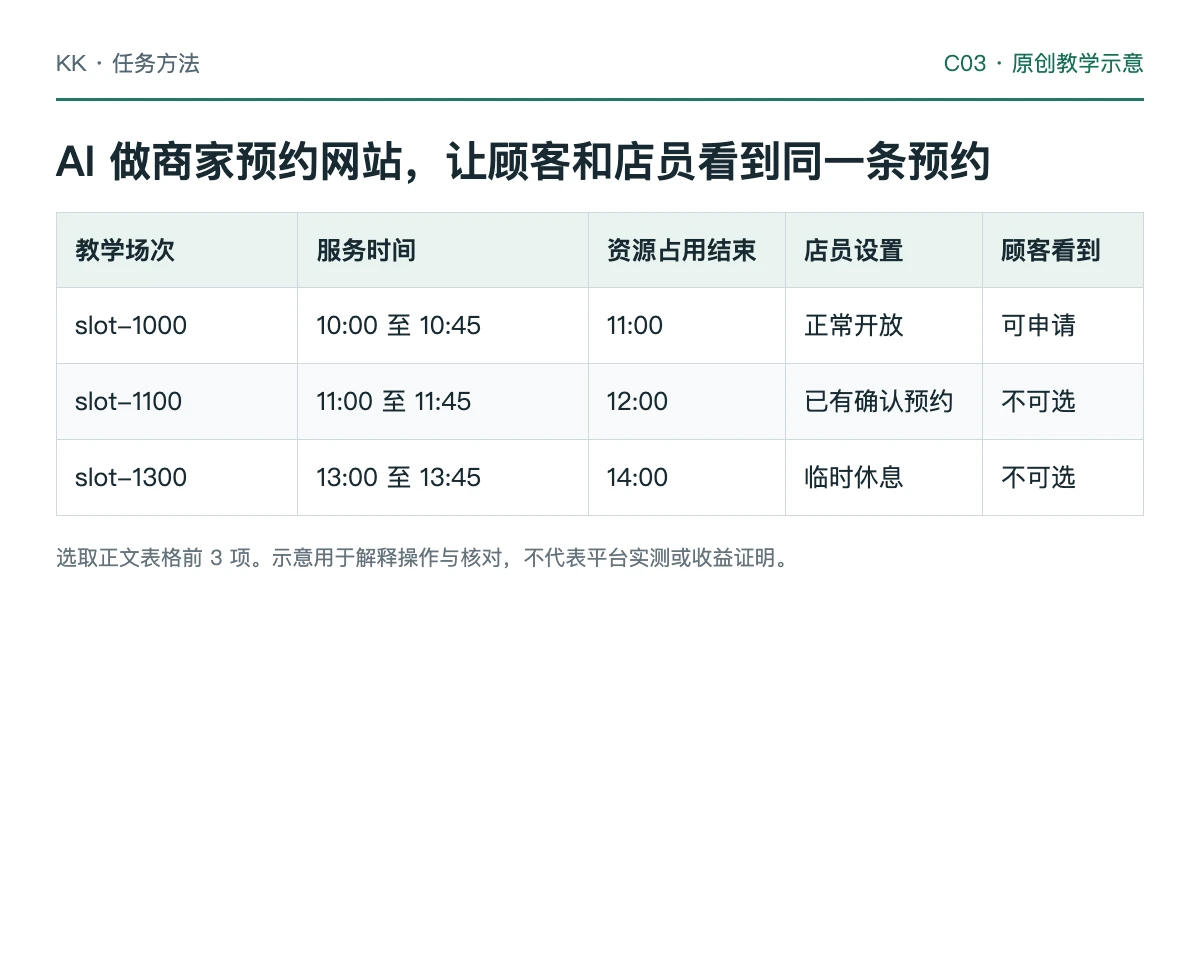 单门店预约由顾客选时段到店员确认和取消释放的教学流程