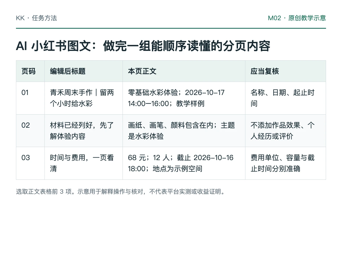 图文分页从读者问题、事实、排版到导出复核的教学流程