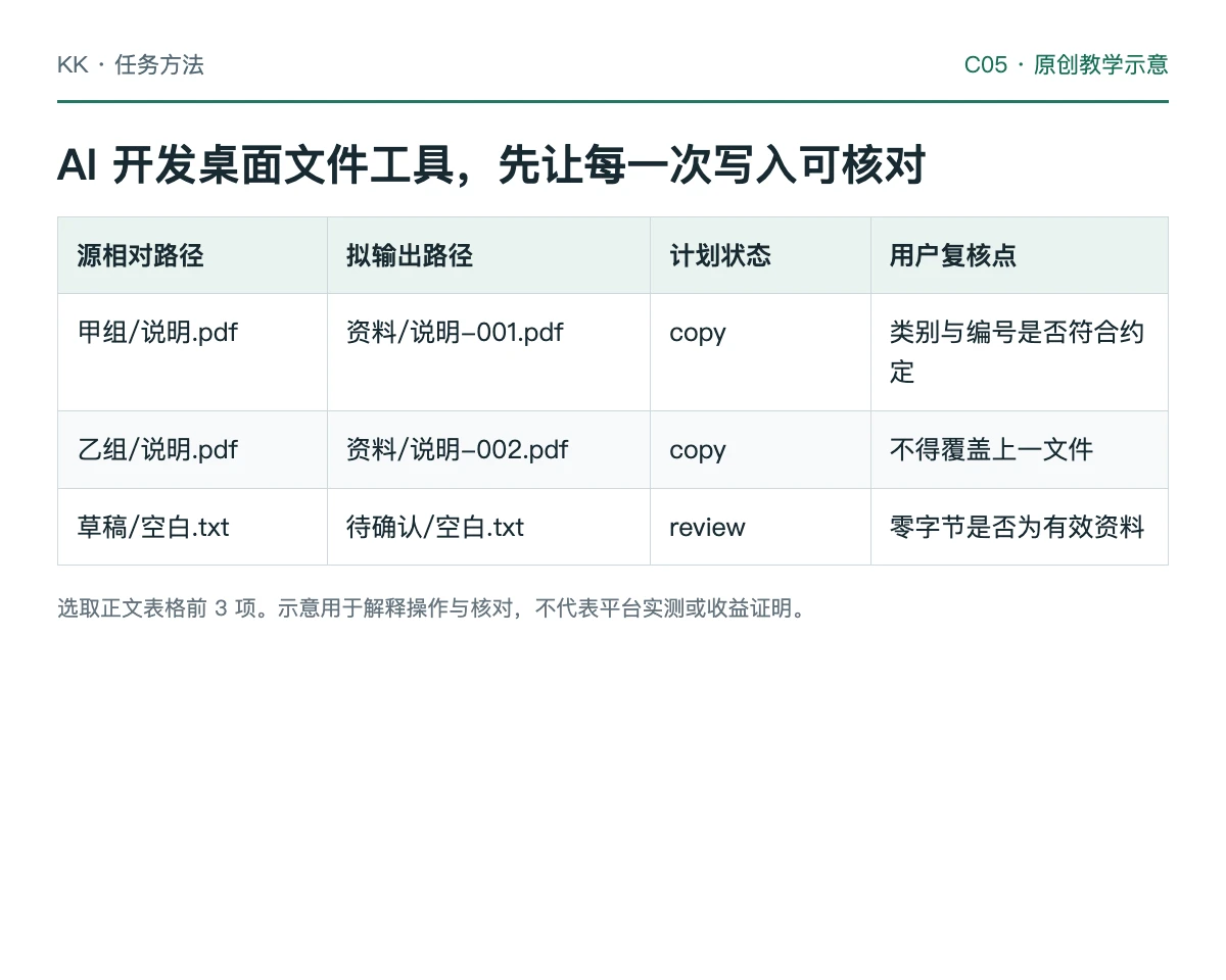 本地文件扫描、整理预演、确认复制、哈希核对与恢复的教学流程